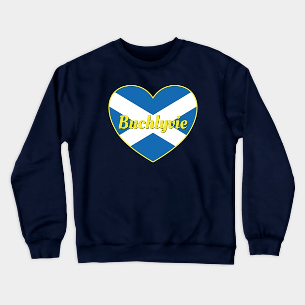 Buchlyvie Scotland UK Scotland Flag Heart Crewneck Sweatshirt by DPattonPD